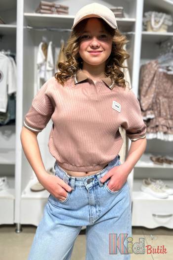 Купити Футболка поло бежева для дівчинки "Design" Viollen В25-10Беж(5105) на КідБутік Футболка поло бежева для дівчинки "Design" Viollen В25-10Беж(5105)