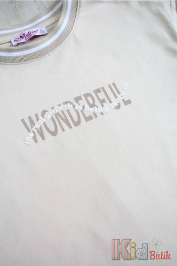 Купить Футболка бежевая для девочки "Wonderful" Viollen В25-22Беж(5146) на КидБутик Футболка бежевая для девочки "Wonderful" Viollen В25-22Беж(5146)