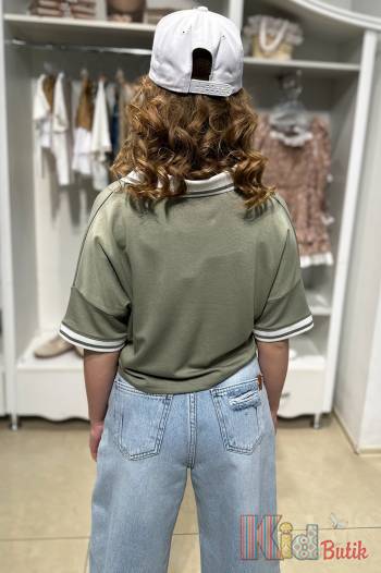 Купить Футболка поло хаки для девочки "Believe" Viollen В25-1Хак(5280) на КидБутик Футболка поло хаки для девочки "Believe" Viollen В25-1Хак(5280)