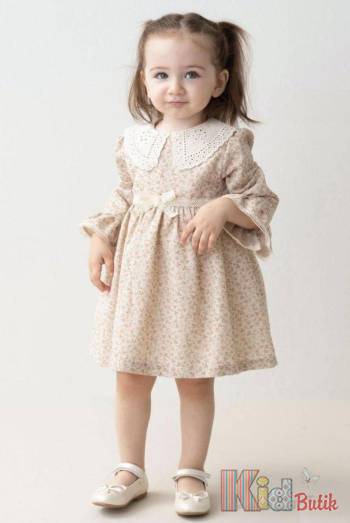 Купить Платье в мелкие цветочки с бантиком для девочки MYMIO baby Му25-4371somon на КидБутик Платье в мелкие цветочки с бантиком для девочки MYMIO baby Му25-4371somon