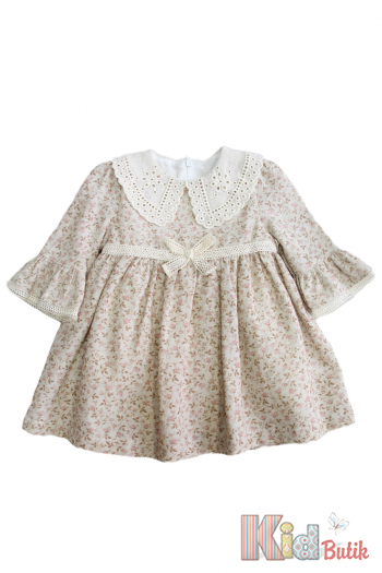 Купить Платье в мелкие цветочки с бантиком для девочки MYMIO baby Му25-4371somon на КидБутик Платье в мелкие цветочки с бантиком для девочки MYMIO baby Му25-4371somon