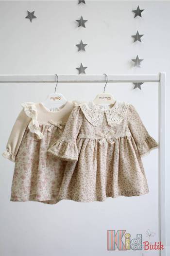 Купить Платье в мелкие цветочки с бантиком для девочки MYMIO baby Му25-4371somon на КидБутик Платье в мелкие цветочки с бантиком для девочки MYMIO baby Му25-4371somon