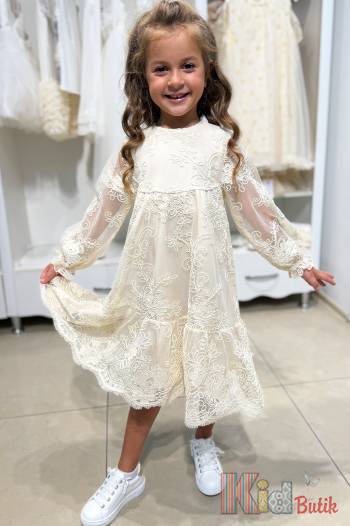 Купити Сукня бежева в ажурному принті для дівчаток Escabel Kids Ес25-38Беж(35912) на КідБутік Сукня бежева в ажурному принті для дівчаток Escabel Kids Ес25-38Беж(35912)