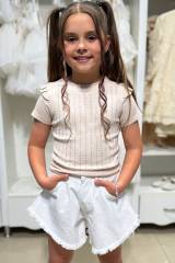 Купить Футболка бежевого цвета для девочки Escabel Kids Ес25-45Беж(35998) на КидБутик Футболка бежевого цвета для девочки Escabel Kids Ес25-45Беж(35998)