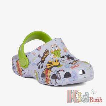 Купити Клоги сіро-салатові з жабками Coqui 25-8701-630-4615Grey/Green на КідБутік Клоги сіро-салатові з жабками Coqui 25-8701-630-4615Grey/Green