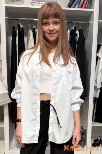 Купить Рубашка белая с карманом Denim для девочки Sasha Wawa Кс25-10(5075) на КидБутик Рубашка белая с карманом Denim для девочки Sasha Wawa Кс25-10(5075)