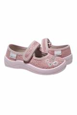 Тапочки розовые с сердечками "Алина" для девочки Waldi 25-279-603