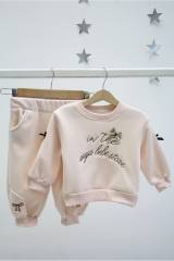 Костюм утепленный свитшот+брюки розовые с бантиками Bolina Baby И25-240(677)Рз