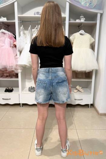 Купить Футболка укороченная черная для девочки A-yugi Jeans Аю25-47Чор на КидБутик Футболка укороченная черная для девочки A-yugi Jeans Аю25-47Чор