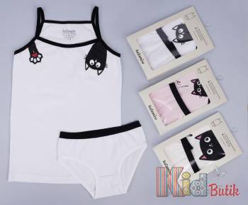 Купить Комплект майки и трусики "Кот" для девочки 7-8 лет Katamino 26-К128620 на КидБутик Комплект майки и трусики "Кот" для девочки 7-8 лет Katamino 26-К128620