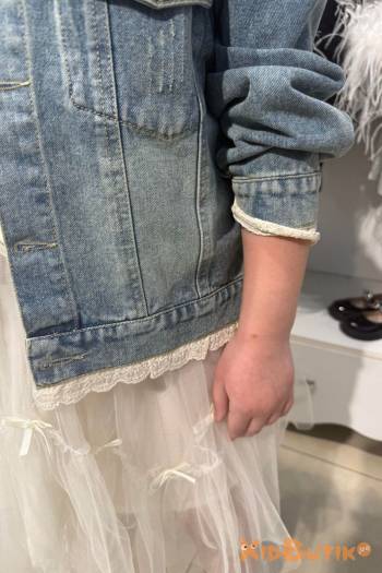 Купить Джинсовая куртка с кружевом для девочки Bolina Baby И26-20(6679) на КидБутик Джинсовая куртка с кружевом для девочки Bolina Baby И26-20(6679)
