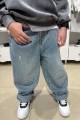 Купить Джинсы багги светлые с дырками A-yugi Jeans И26-48(5818) на КидБутик Джинсы багги светлые с дырками A-yugi Jeans И26-48(5818)