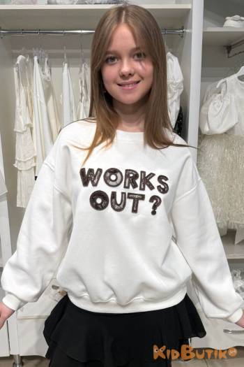 Купити Світшот молочний "Works out?" Bolina Baby И26-15Мол(8859) на КідБутік Світшот молочний "Works out?" Bolina Baby И26-15Мол(8859)