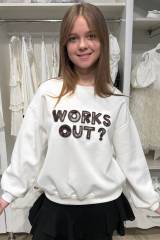 Свитшот молочный "Works out?" Bolina Baby И26-15Мол(8859)
