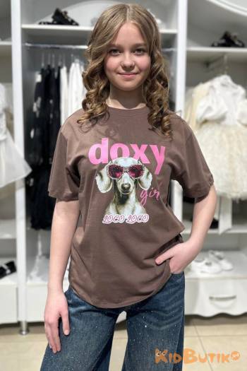Купити Футболка шоколадна з таксою "Doxy girl" LOCOLOCO ЛЛ26-6Шок(8633) на КідБутік Футболка шоколадна з таксою "Doxy girl" LOCOLOCO ЛЛ26-6Шок(8633)