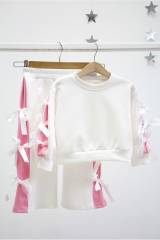 Костюм 2-ка молочный свитшот+штаны палаццо "Бантики" Bolina Baby И26-31Мол(13588)