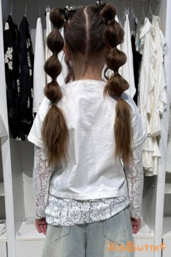Купити Лонгслів з мереживом білого кольору для дівчинки Escabel Kids Ес26-30(36195) на КідБутік Лонгслів з мереживом білого кольору для дівчинки Escabel Kids Ес26-30(36195)