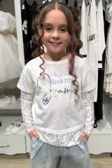 Купить Лонгслив с кружевом белого цвета для девочки Escabel Kids Ес26-30(36195) на КидБутик Лонгслив с кружевом белого цвета для девочки Escabel Kids Ес26-30(36195)