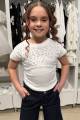 Купити Футболка молочного кольору для дівчинки Escabel Kids Ес26-34(36218) на КідБутік Футболка молочного кольору для дівчинки Escabel Kids Ес26-34(36218) - фото