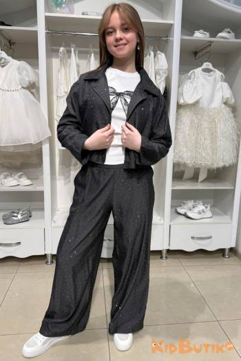 Купить Костюм 2-ка черный штаны+пиджак со стразами Escabel Kids Ес26-28(36184) на КидБутик Костюм 2-ка черный штаны+пиджак со стразами Escabel Kids Ес26-28(36184)