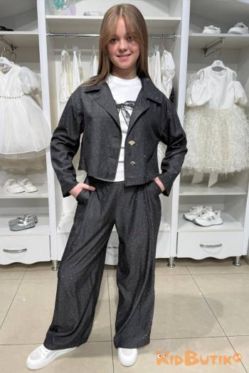 Купить Костюм 2-ка черный штаны+пиджак со стразами Escabel Kids Ес26-28(36184) на КидБутик Костюм 2-ка черный штаны+пиджак со стразами Escabel Kids Ес26-28(36184)