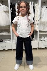Купить Футболка белая с кружевом и розами Escabel Kids Ес26-31Мол(36198) на КидБутик Футболка белая с кружевом и розами Escabel Kids Ес26-31Мол(36198)
