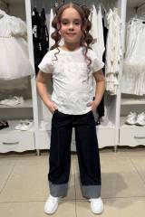 Купить Футболка белая с кружевом и розами Escabel Kids Ес26-31Мол(36197) на КидБутик Футболка белая с кружевом и розами Escabel Kids Ес26-31Мол(36197)