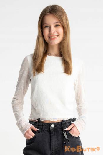 Купити Лонгслів молочний з мереживом із квітами Reporter Young Р26-1(0442G-01-250) на КідБутік Лонгслів молочний з мереживом із квітами Reporter Young Р26-1(0442G-01-250)