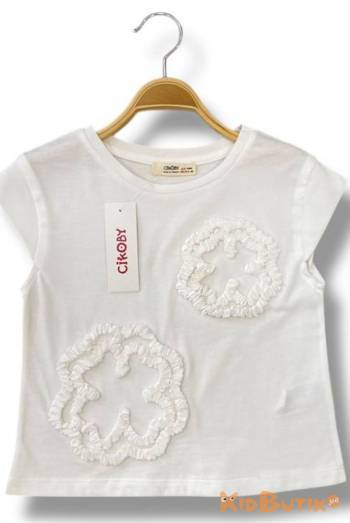 Купить Футболка белая для девочки Çikoby Сік26-25(СК70449) на КидБутик Футболка белая для девочки Çikoby Сік26-25(СК70449)