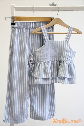Купить Костюм в полоску штаны+топ для девочки Çikoby Сік26-39(СК75413) на КидБутик Костюм в полоску штаны+топ для девочки Çikoby Сік26-39(СК75413)