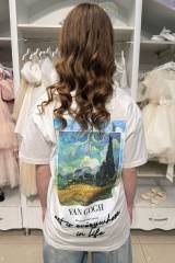 Купить Футболка белая с картиной VAN GOGH LOCOLOCO ЛЛ26-25Бл(8226) на КидБутик Футболка белая с картиной VAN GOGH LOCOLOCO ЛЛ26-25Бл(8226)