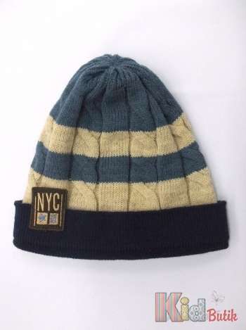 Купить Шапка для мальчика вязаная в полоску Trestelle Т13 542 Э на КидБутик Шапка для мальчика вязаная в полоску Trestelle Т13 542 Э